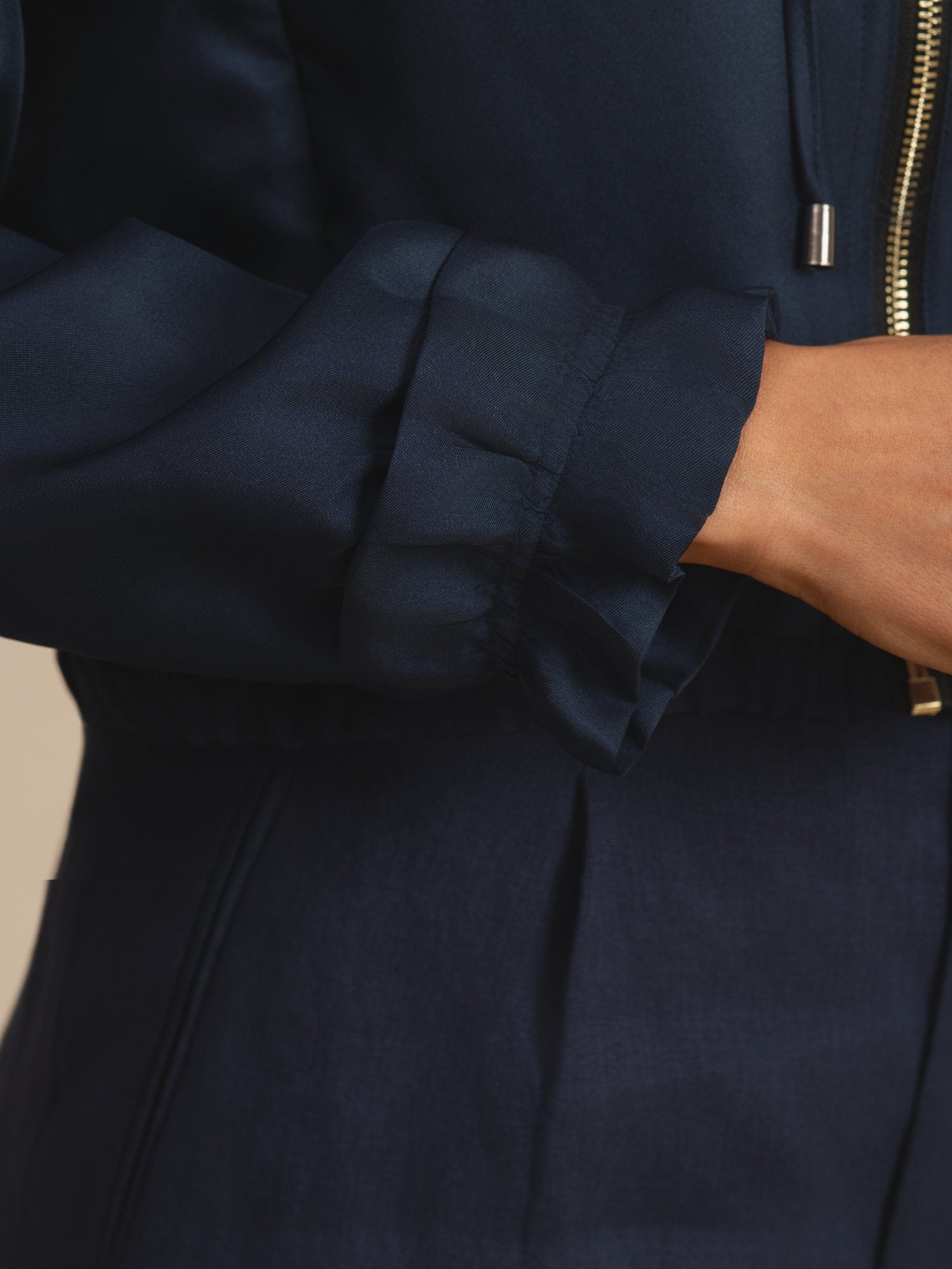 [DarkBlue] SilkSilky-UK 18Momme Silk Satin Surah Long Sleeve High Neck Women's Outerwear 007