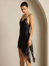 [Black] SilkSilky-UK Pure Silk Asymmetric Dress 007