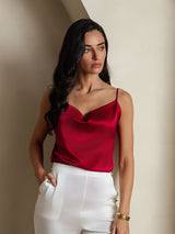 [Wine] SilkSilky-UK Spaghetti Strap Cowl Neck Camisole 003