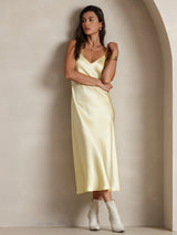 [Light Yellow] SilkSilky-UK Spaghetti Strap V Neck Nightdress 006