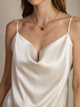 [Light Gray] SilkSilky-UK Spaghetti Strap Cowl Neck Camisole 006
