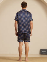 [Navy Chain] SilkSilky-UK Short Sleeve Notch Collar Men's Pyjamas 002