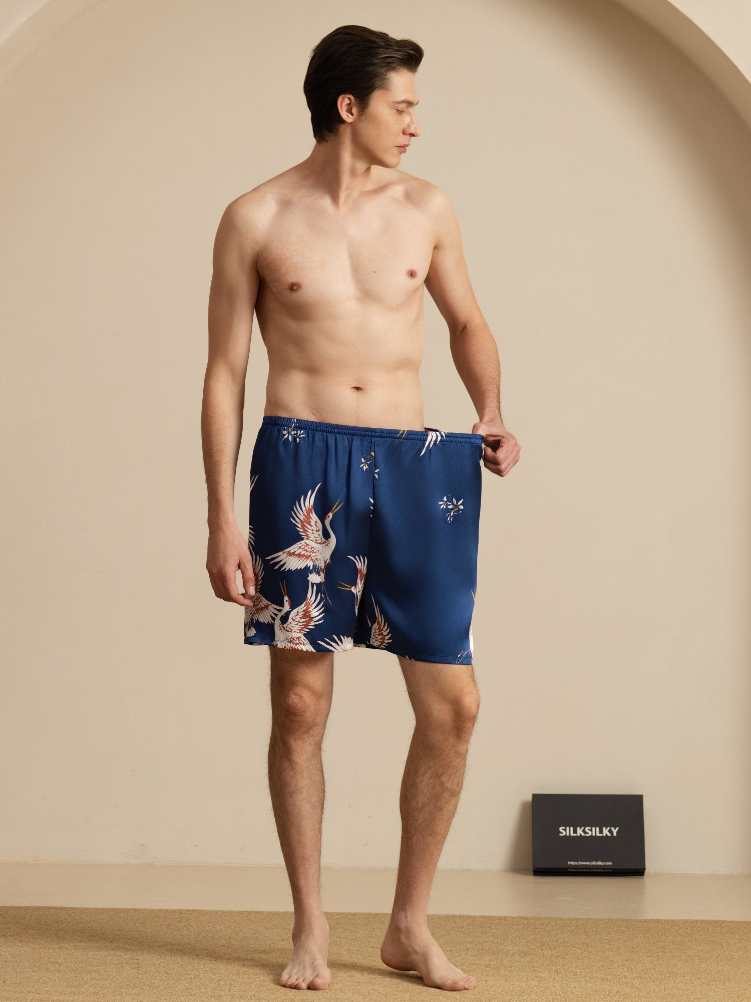 [Dark Blue] SilkSilky-UK 19Momme Mens Sleep Bottoms 007