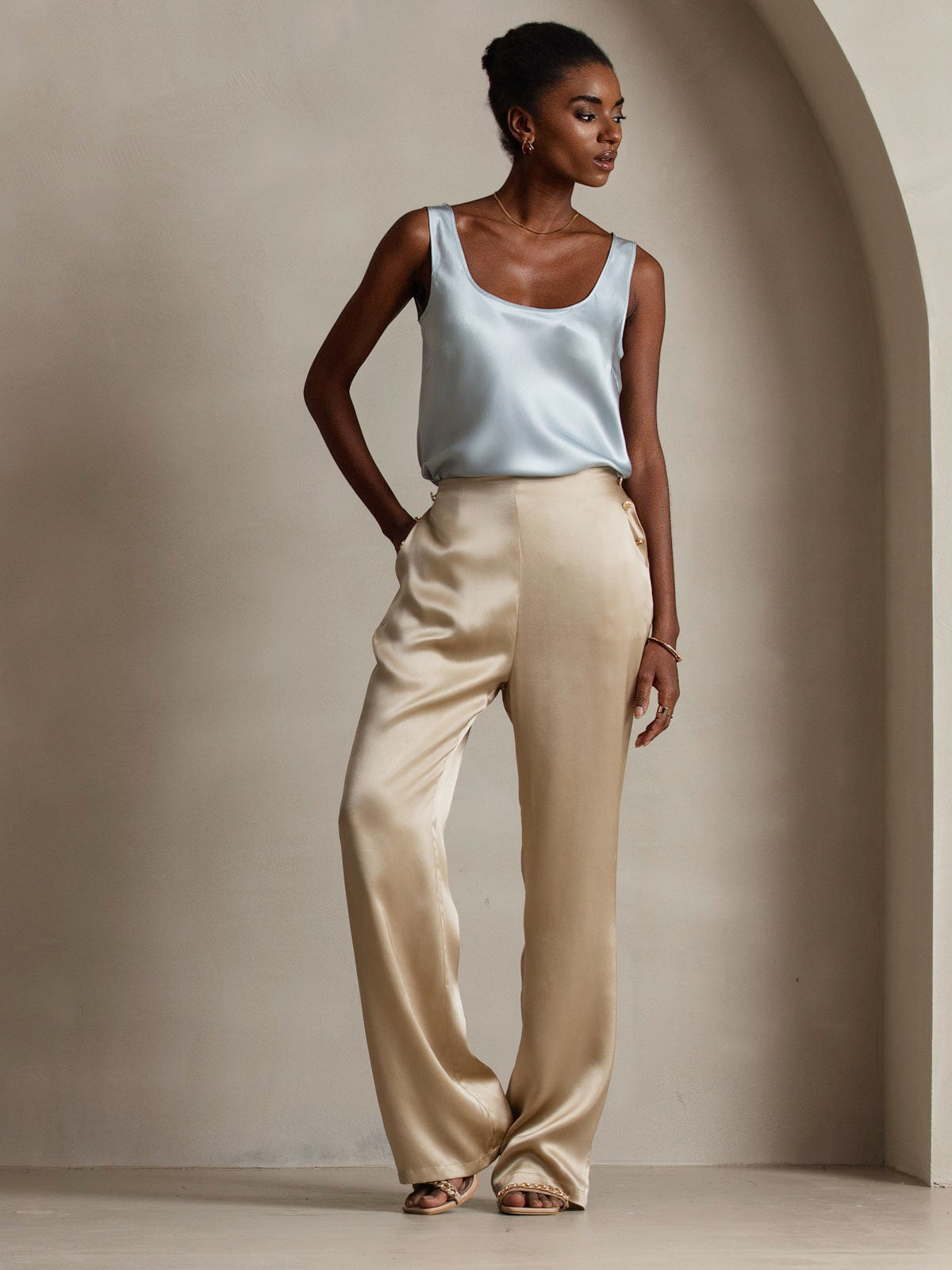 [Champagne] SilkSilky-UK 19Momme Silk Womens Pants 011