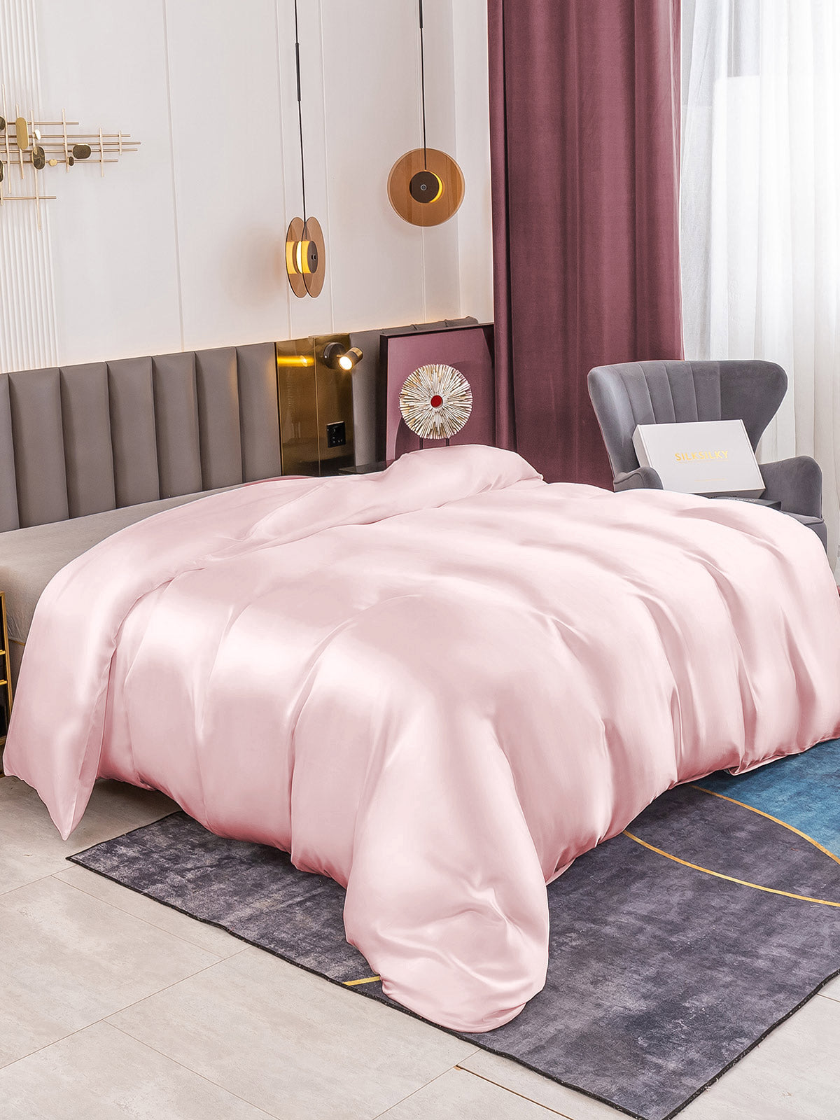 SilkSilky-UK 19Momme Pure Silk Duvet Cover Pink 001