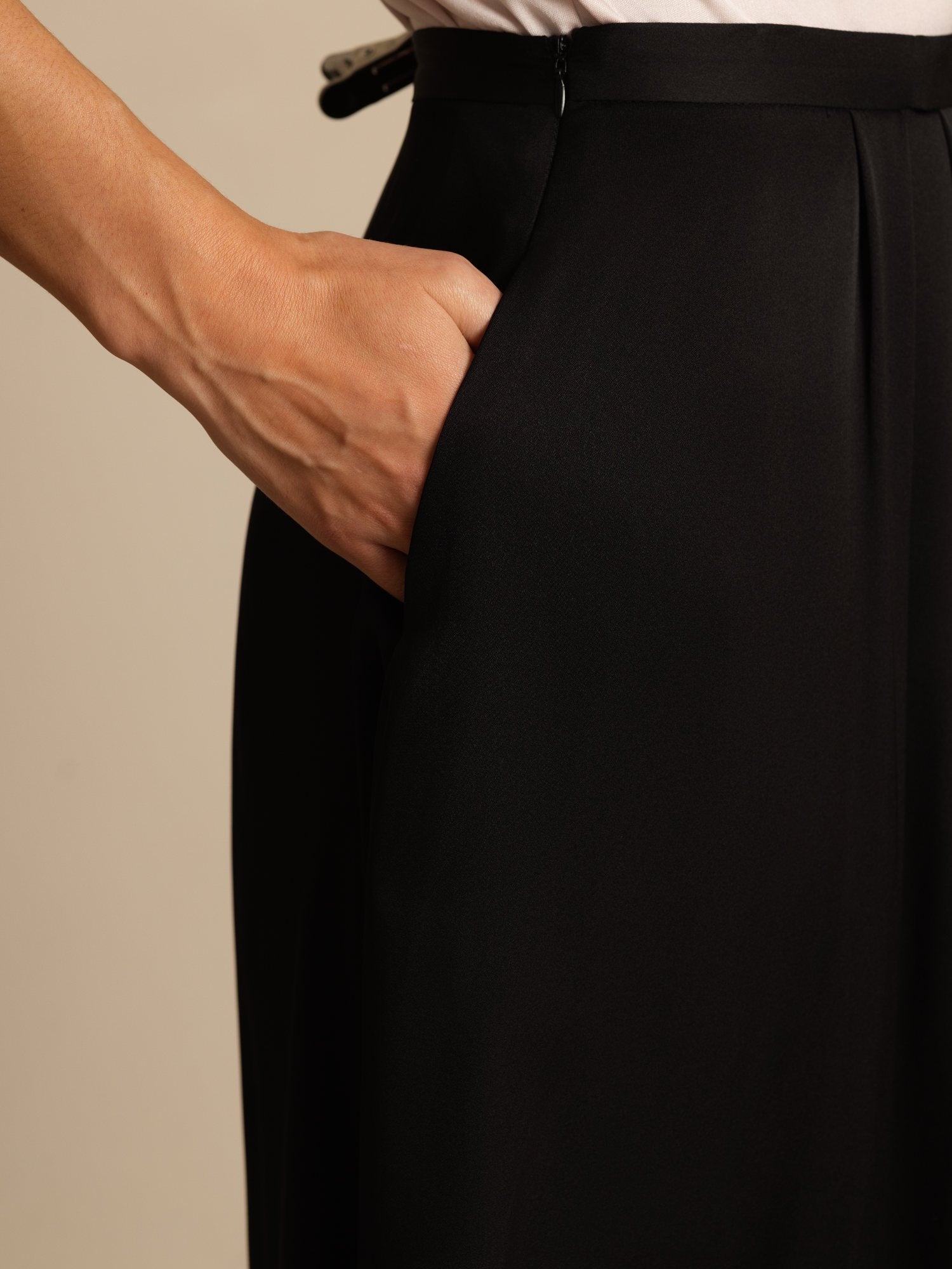 [Black] SilkSilky-UK 19Momme Stretch Silk Double Georgette Skirt 004