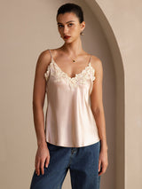 [Pink] SilkSilky-UK Spaghetti Strap V Neck Camisole 003
