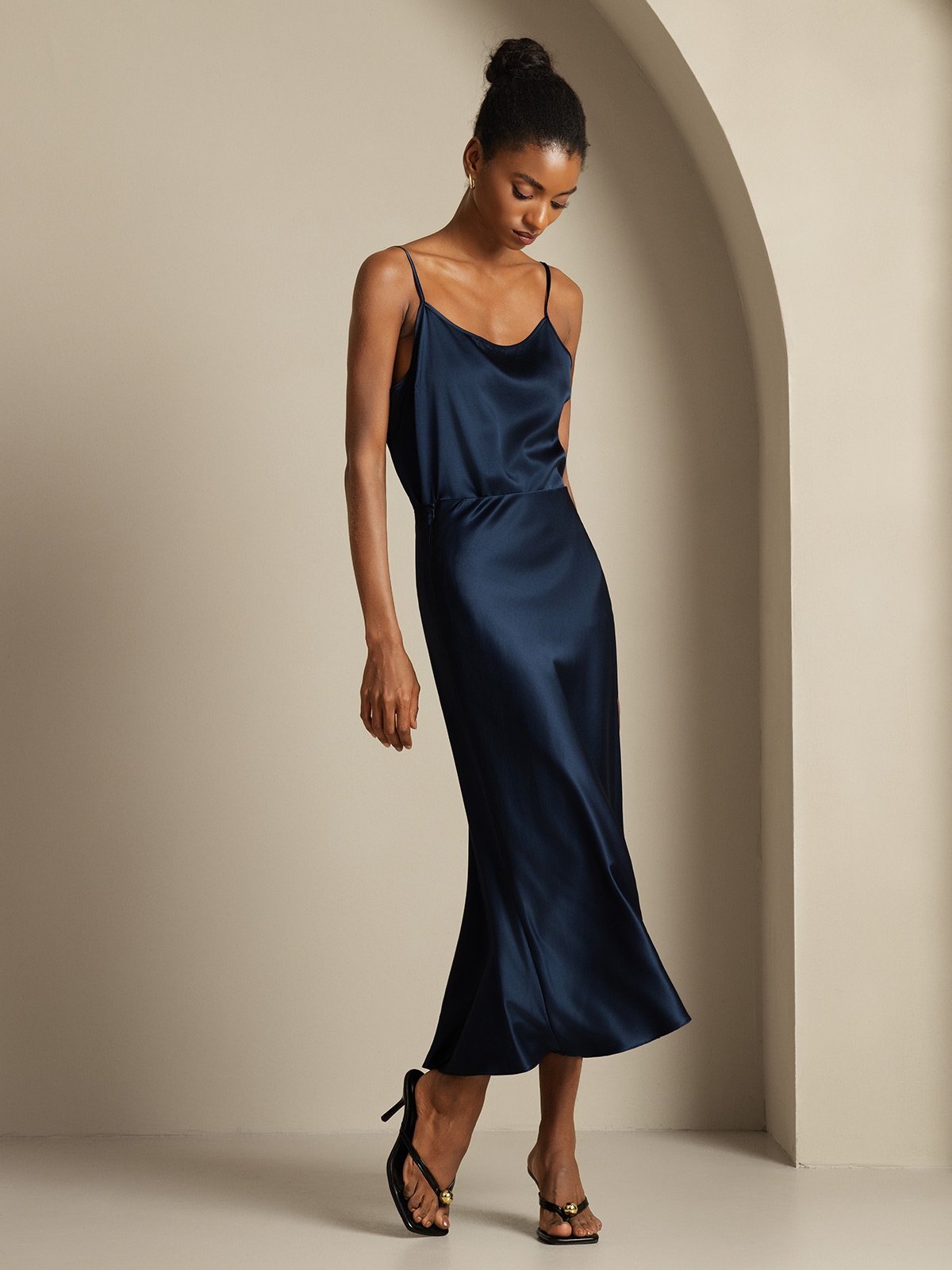 [Dark Blue] SilkSilky-UK 19Momme Pure Silk Womens Outfit Sets 001,