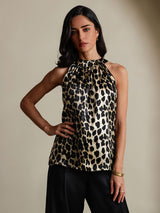 [Leopard] SilkSilky-UK 19Momme Silk Womens T-Shirt 003,