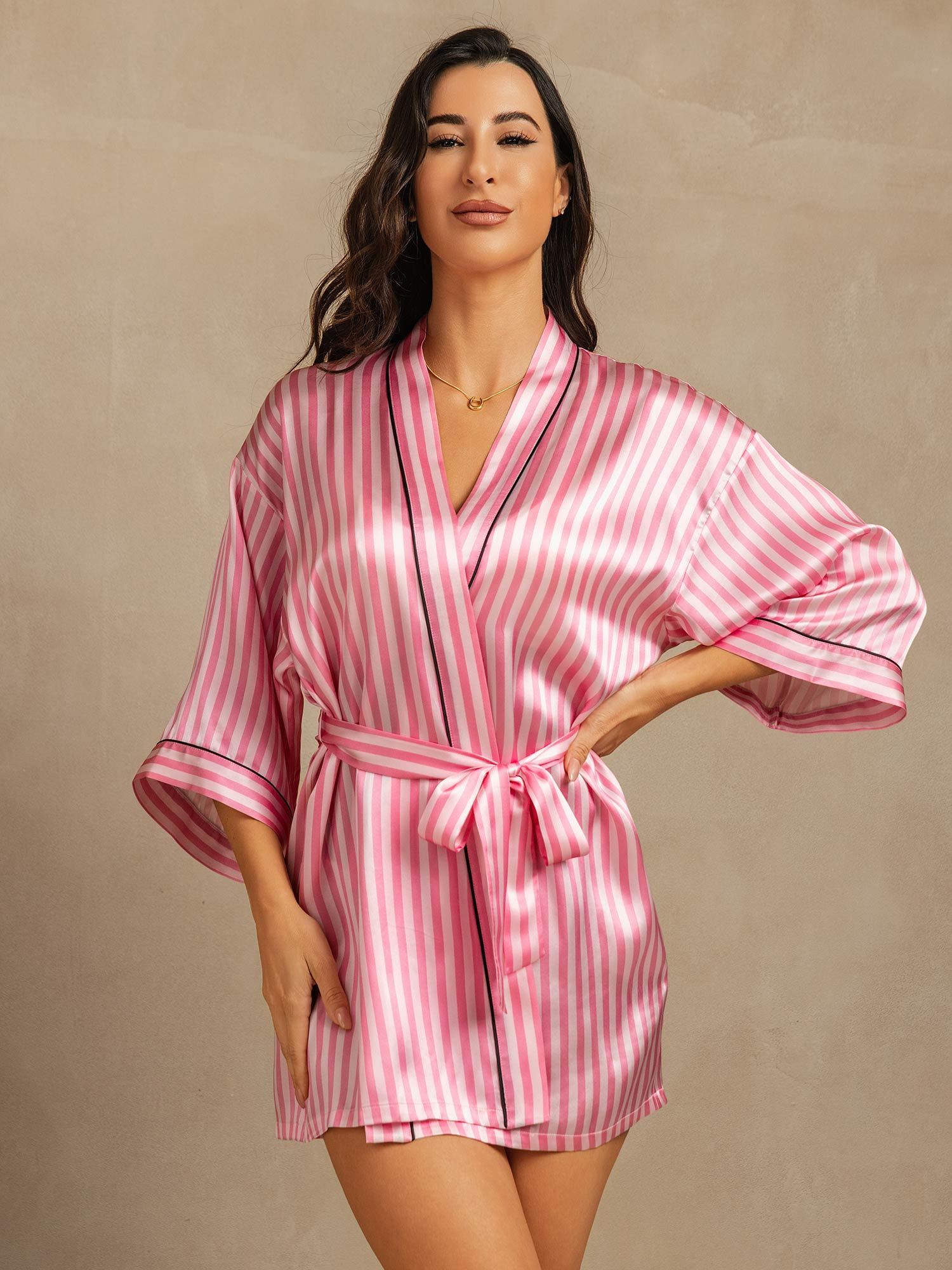 [Pink] SilkSilky-UK Pure Silk Womens Robe 003