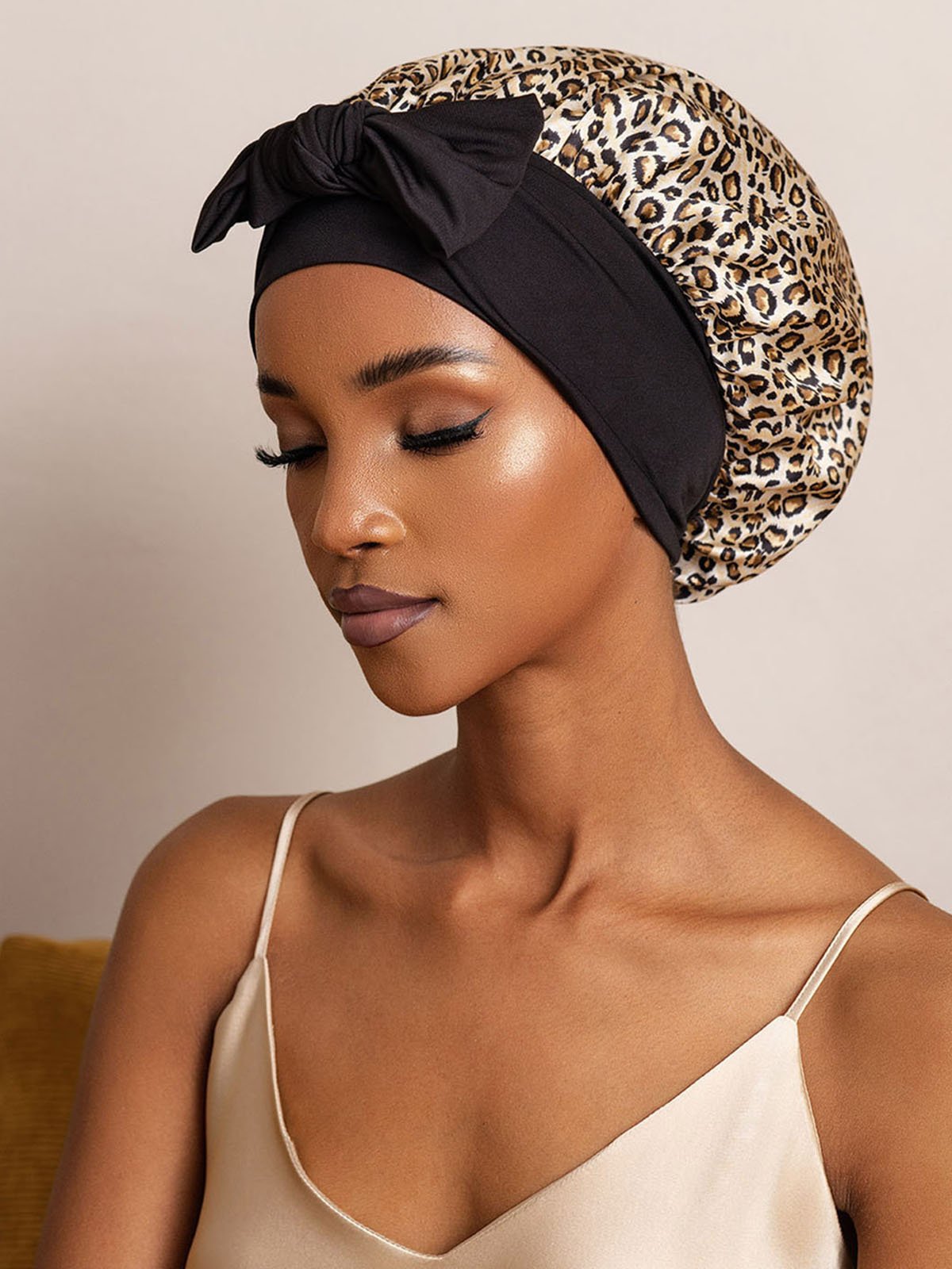 [Leopard] SilkSilky-UK Pure Silk Sleep Cap 002