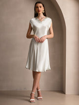 [Light Green] SilkSilky-UK Cap Sleeve V Neck Nightdress 005