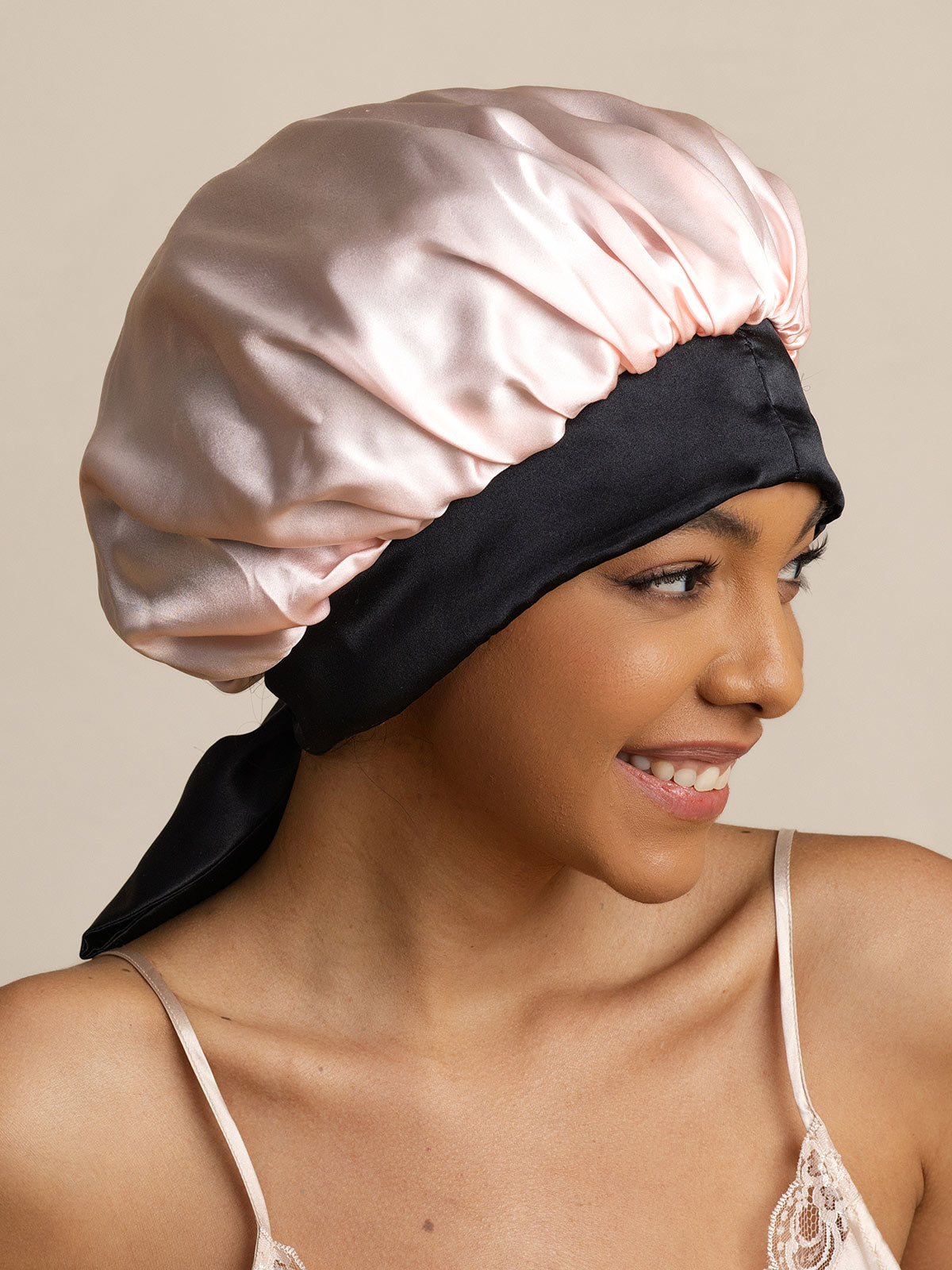 SilkSilky-UK Pure Silk Sleep Cap Pink 003