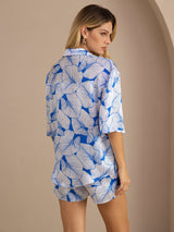 [Ice Leaf] SilkSilky-UK Short Sleeve Notch Collar Women's Pyjamas 002