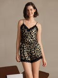 SilkSilky-UK Pure Silk V Neck Camisole Set Leopard 003