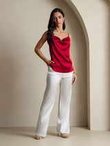 [Wine] SilkSilky-UK Spaghetti Strap Cowl Neck Camisole 008