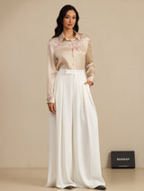 [Champagne] SilkSilky-UK Long Sleeve Lapel Collar Women's Shirt 006