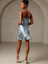 [Grayish Blue] SilkSilky-UK Spaghetti Strap Cowl Neck Dress 002
