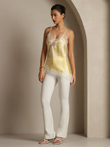[Light Yellow] SilkSilky-UK Spaghetti Strap V Neck Camisole 008