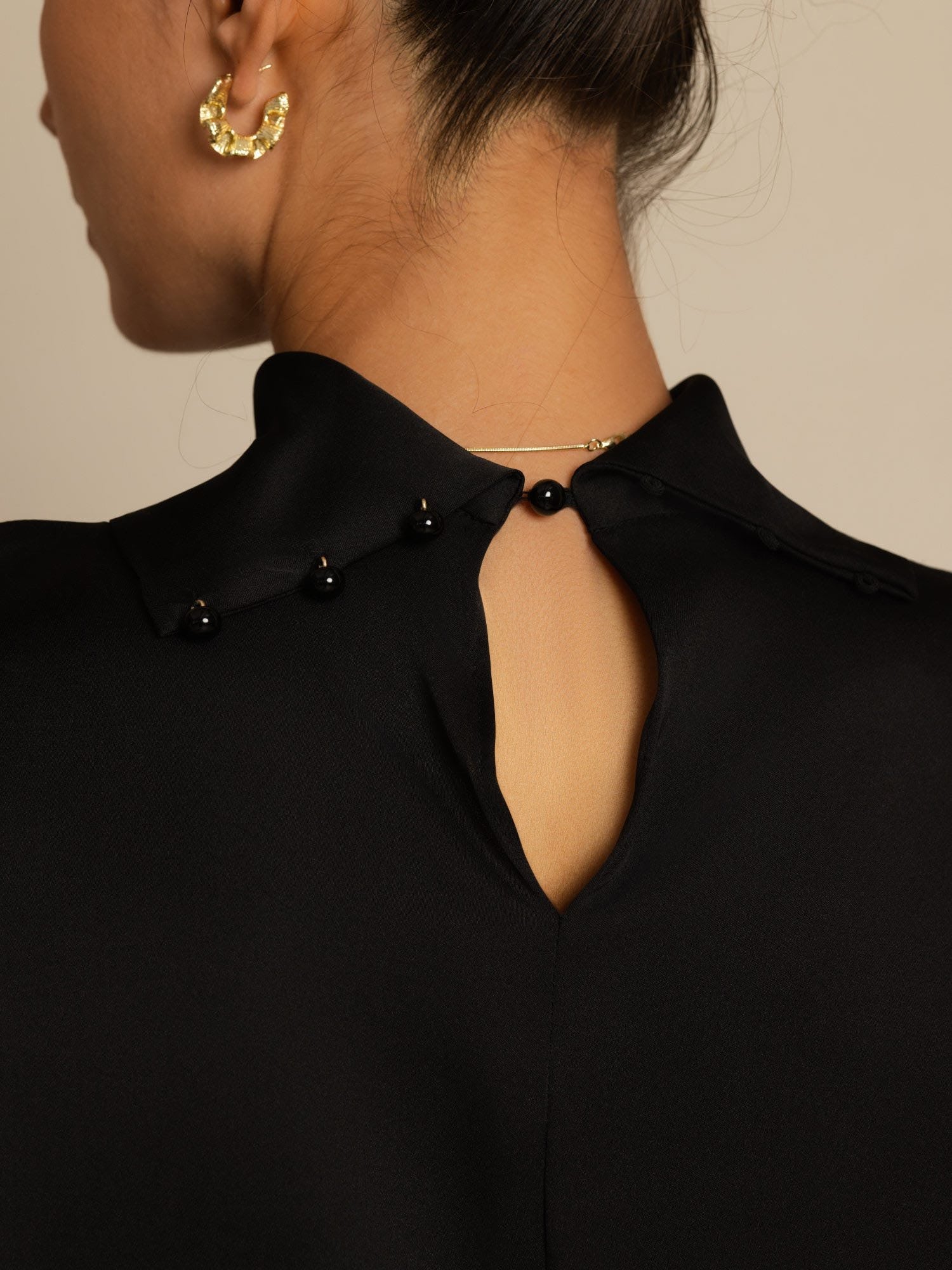 [Black] SilkSilky-UK 19Momme Silk Long Sleeve Turtle Neck Women's T-Shirt 004