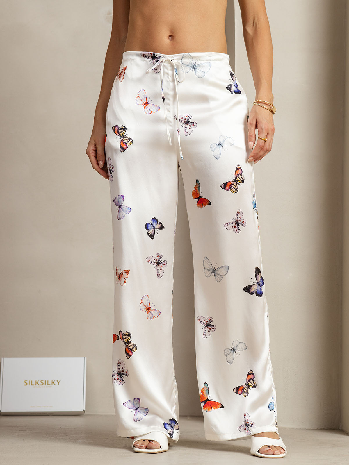 [White Butterfly] SilkSilky-UK 19Momme Silk Womens Pants 001