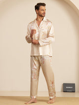 [Champagne] SilkSilky-UK Long Sleeve Lapel Collar Men's Pyjamas 005