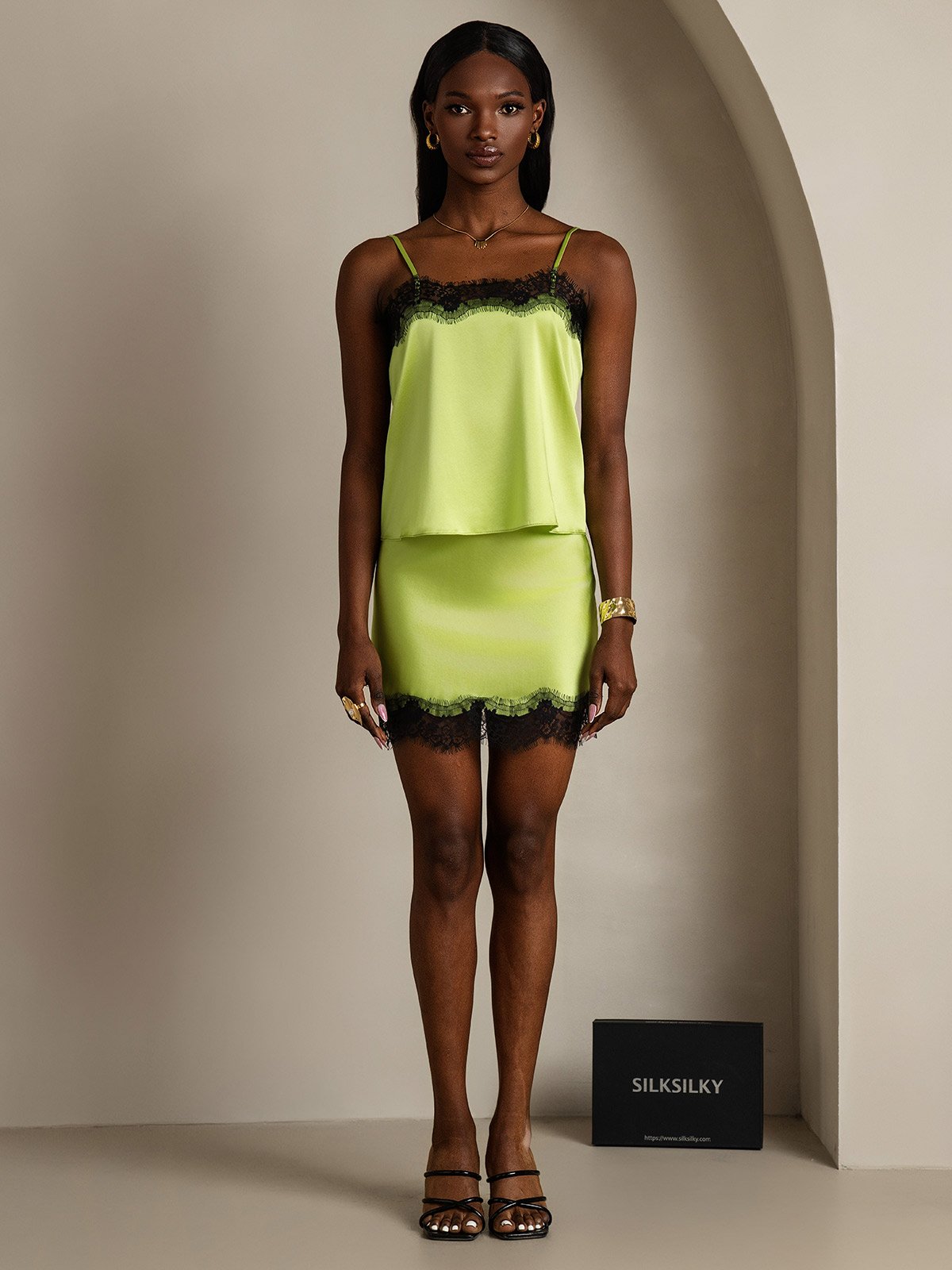 [Mint Green] SilkSilky-UK 19Momme Silk Skirt 007