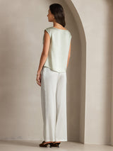 [Light Green] SilkSilky-UK Cap Sleeve Cowl Neck Women's T-Shirt 002
