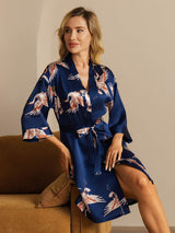 [Dark Blue] SilkSilky-UK 3/4 Sleeve Women's Dressing Gown 001