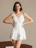 SilkSilky-UK Pure Silk V Neck Dress White 004