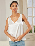 SilkSilky UK Pure Silk Sleeveless V Neck Camisole White 004