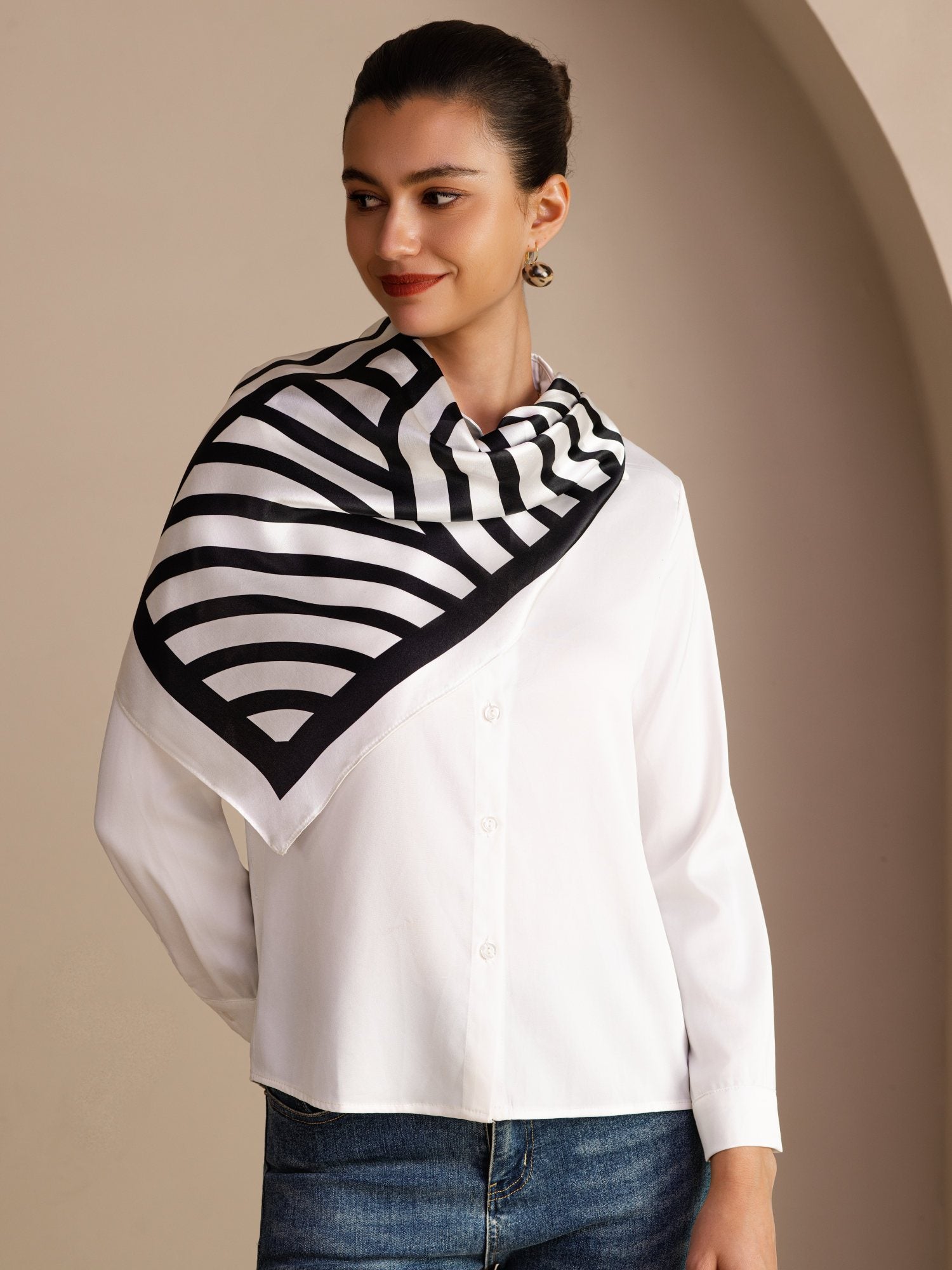 [White Arcs] SilkSilky-UK Scarf 002