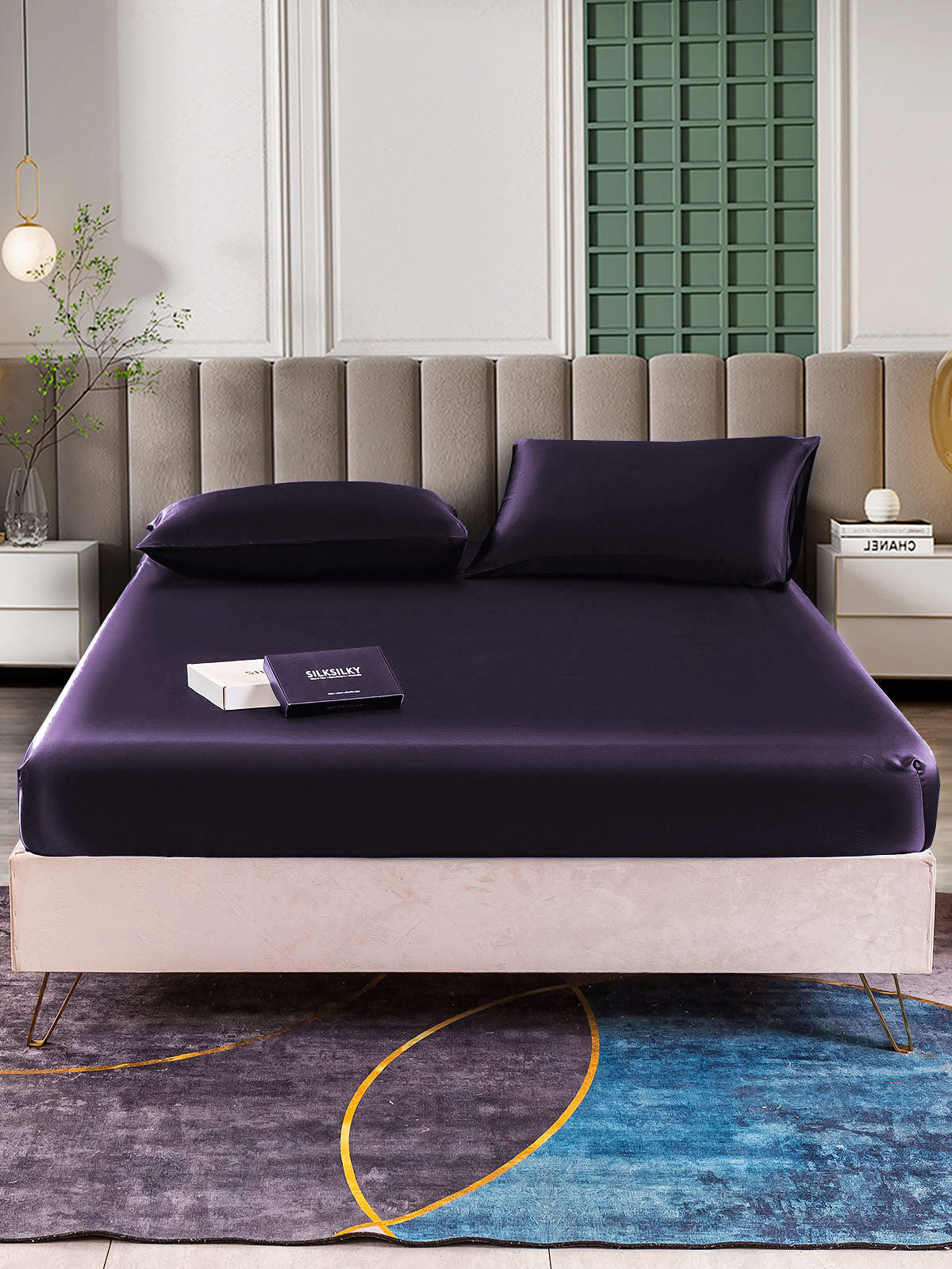 SilkSilky UK 25Momme Pure Silk Bedding Set DeepPurple 002