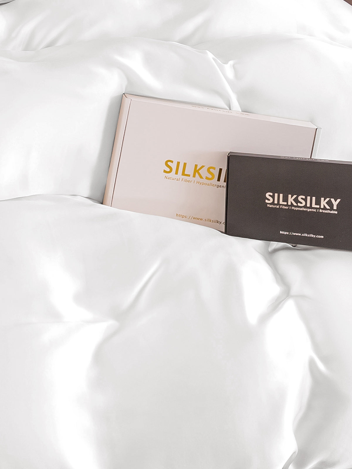 [White] SilkSilky-UK 22Momme Pure Silk Duvet Cover 004