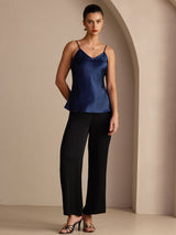 [Dark Blue] SilkSilky-UK Spaghetti Strap V Neck Camisole 005