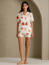 [White Strawberry] SilkSilky-UK Short Sleeve Notch Collar Women's Pyjamas 006