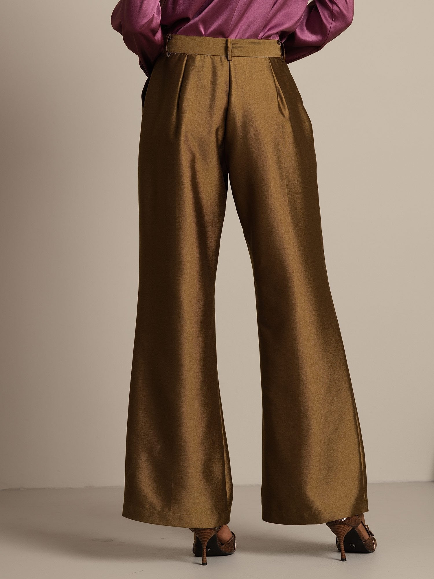 [Bronze] SilkSilky-UK 32Momme Silk-Wool Blend Womens Pants 002,