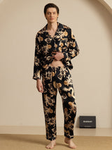 [Black Dragon] SilkSilky-UK Long Sleeve Lapel Collar Men's Pyjamas 007