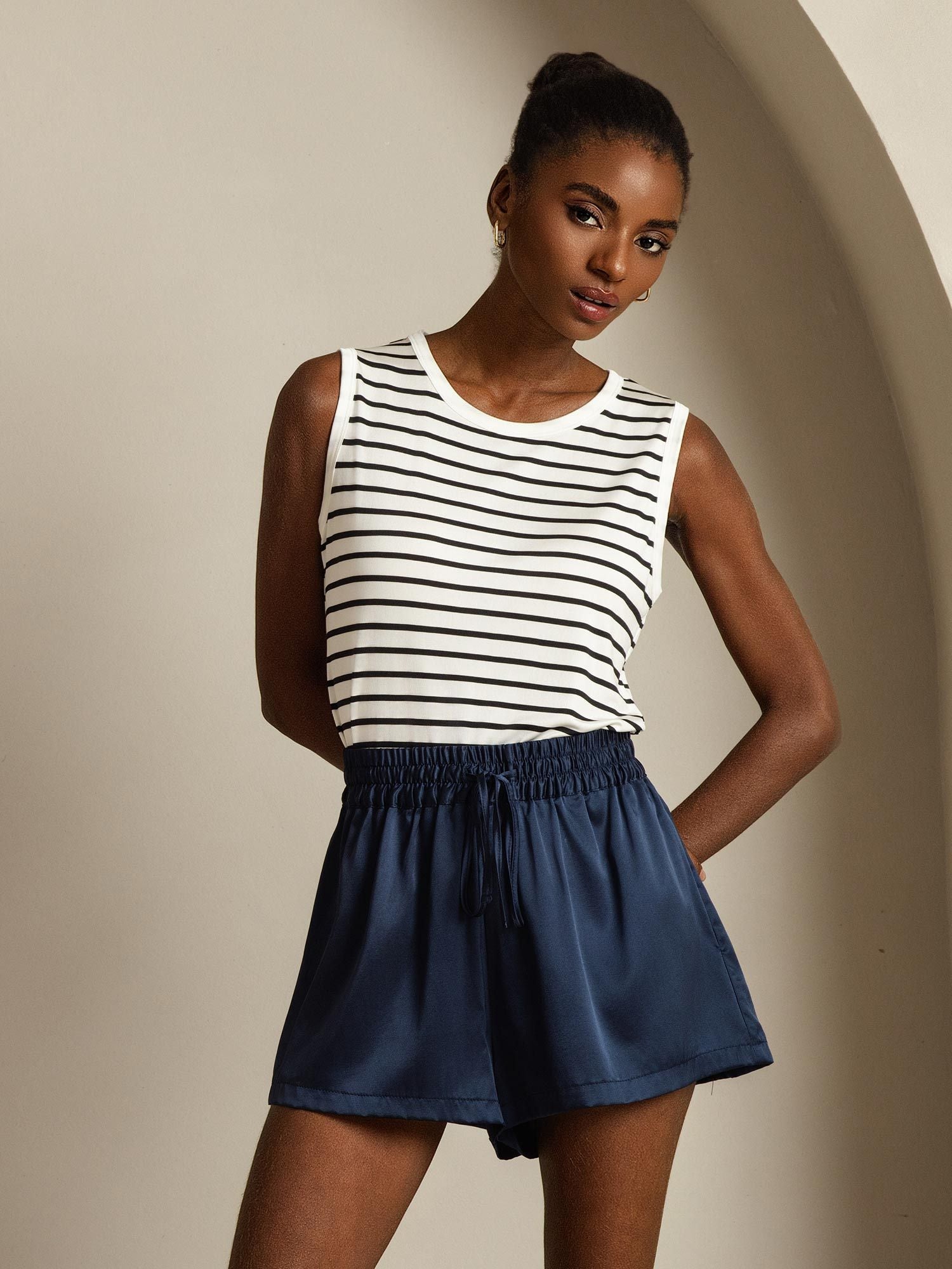 [WhiteStripe] SilkSilky-UK Pure Silk Round Neck Camisole 007