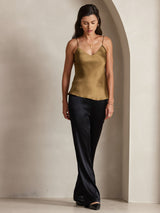 [Coffee] SilkSilky-UK Spaghetti Strap V Neck Camisole 003
