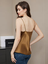 [Coffee] SilkSilky-UK Spaghetti Strap V Neck Camisole 002