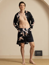 [Black] SilkSilky-UK 19Momme Long Sleeve Mens Pajamas 004