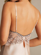 [Pink] SilkSilky-UK Spaghetti Strap Deep V Neck Nightdress 004