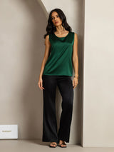[Dark Green] SilkSilky-UK Sleeveless Round Neck Camisole 009