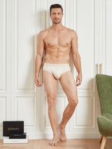 [Beige] SilkSilky-UK 100% Silk Jersey Men's Underwear 006