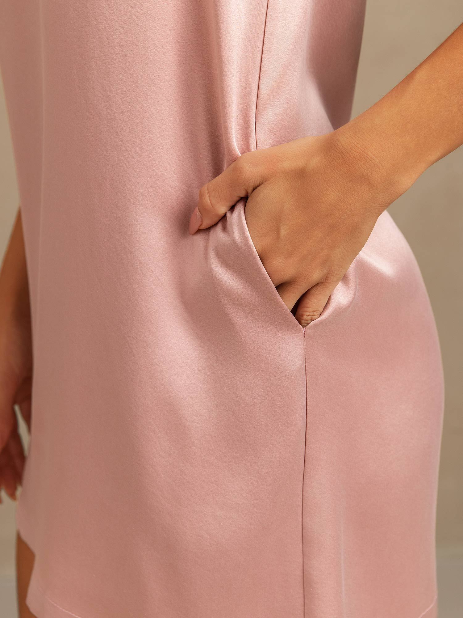 [Peach Skin] SilkSilky-UK 19Momme Machine-Washable Silk Nightgown 005