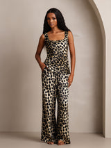 [Leopard] SilkSilky-UK Pure Silk Boat Neck Camisole Set 004,