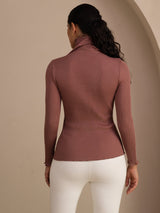 [Cameo Rose] SilkSilky-UK Long Sleeve Turtle Neck Women's T-Shirt 002