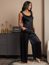[Black] SilkSilky-UK Sleeveless Square Neck Camisole Set 004