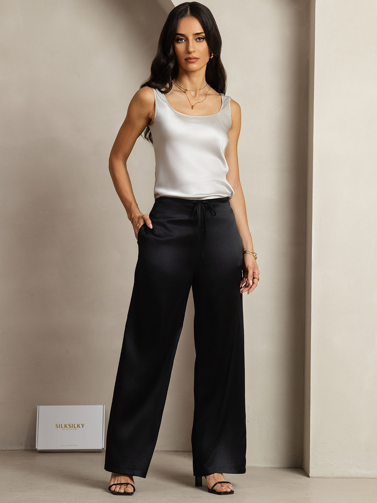 [Black] SilkSilky-UK 19Momme Silk Womens Pants 006
